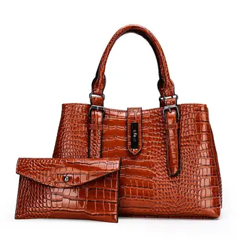 Wide Silver Cartera De Mujer Croc Bag Designer Female 3 Pieces Bag - China  Crocodile Leather Bag and 3 in 1 Bag price