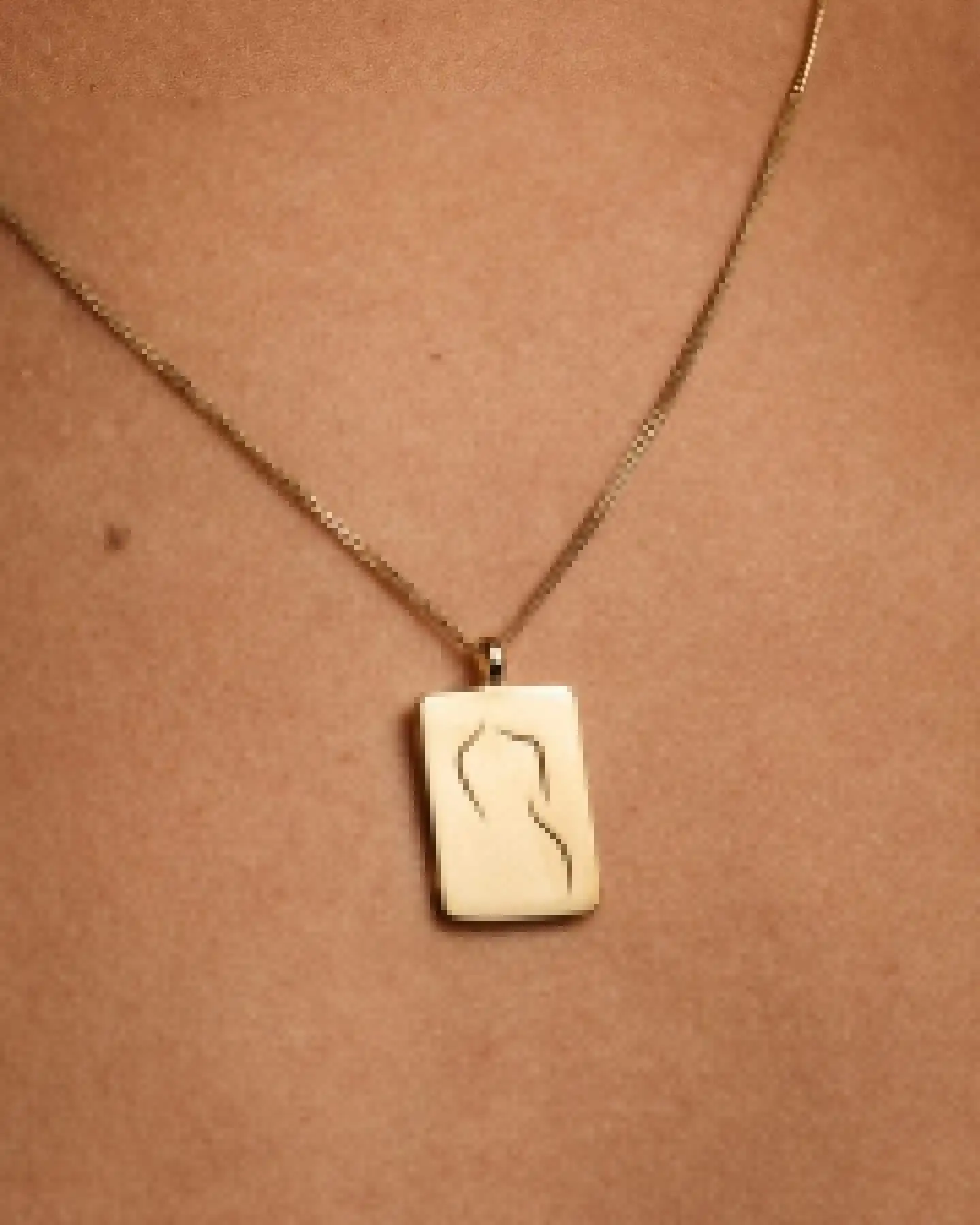 Personalized Women Abstract Body Image 18K Necklaces Stainless Steel Gold Custom Name Engraved Necklace