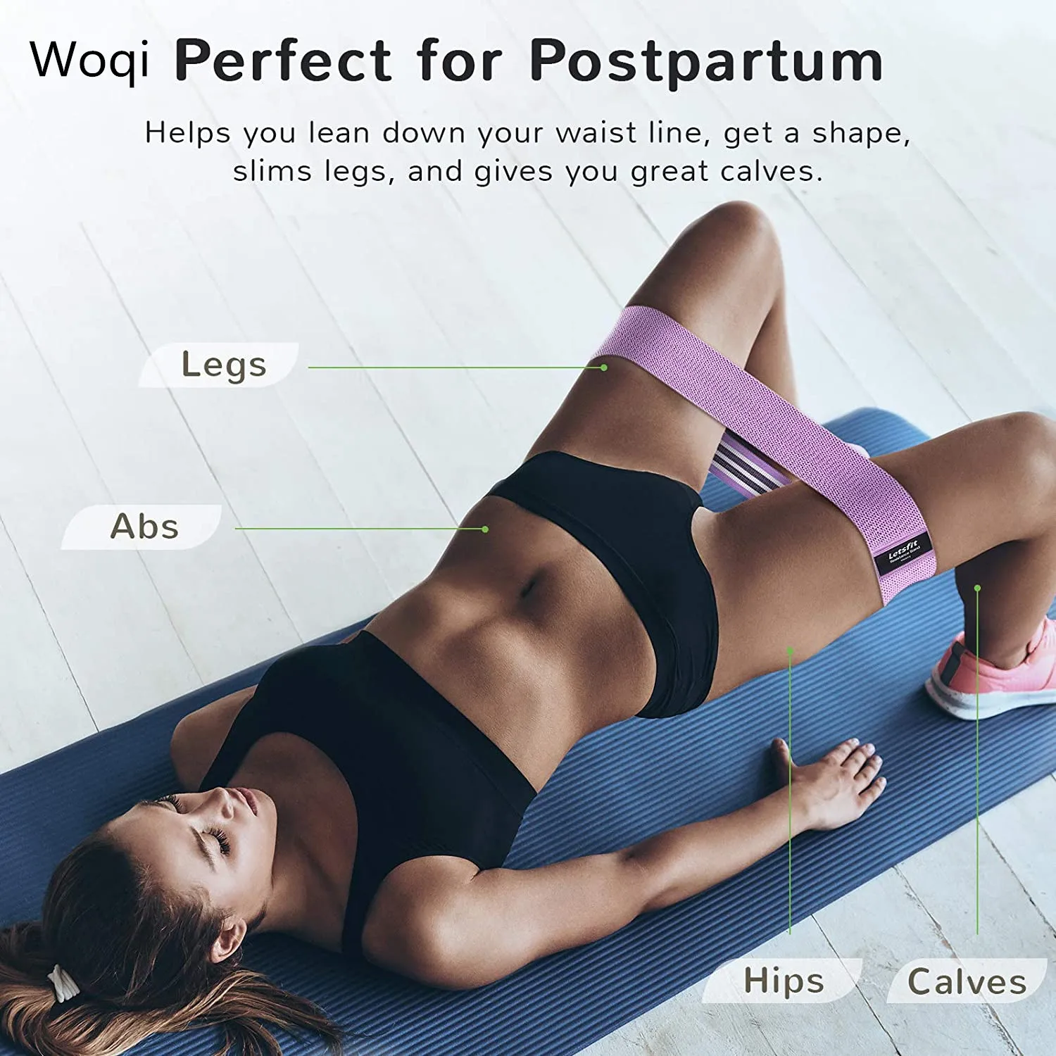 WOQI Butt Exercise Bands I Popular Resistance Band Strength Booty Workout Fabric Black Customized Latex Fitness Bands