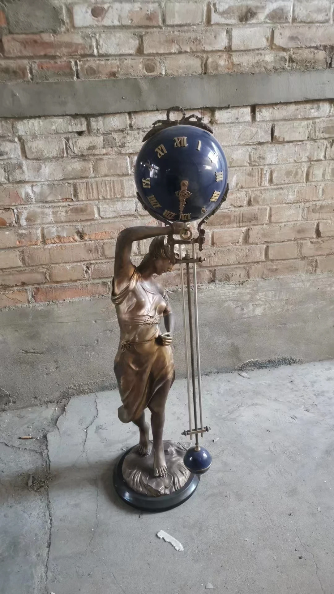 Large Imitated 17th America Beautiful Ansonia Sport Woman Antique Brass 8 Day Movement Pendulum/Swing  Shift Mechanical Clock
