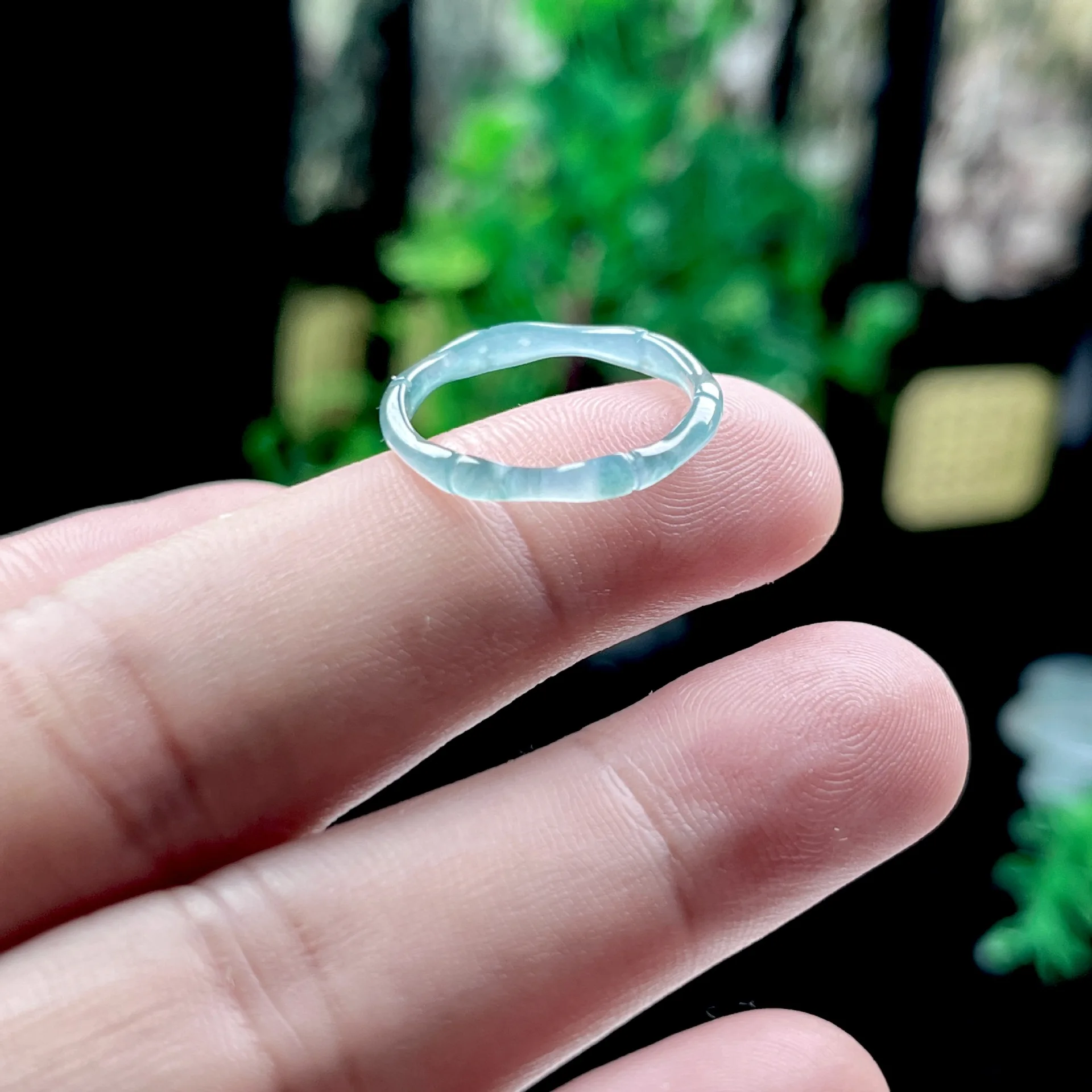 氷のような青い水竹翡翠リング卸売本物タイプAタイプ天然エメラルド