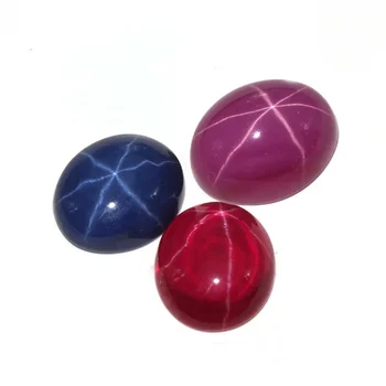 Starlight Ruby Stones Oval Flat Back Cabochon Pink/Blue/Red Synthetic Star Ruby