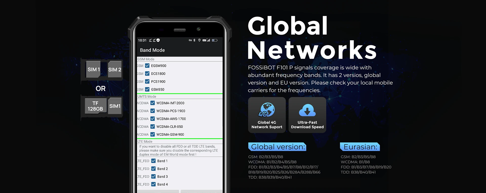 FOSSiBOT F101 P 4GB 64GB Cellphone Octa Core Rugged Smartphone,10600mAh,24MP Camera,5.45" HD Screen,IP68 Mobile Phone