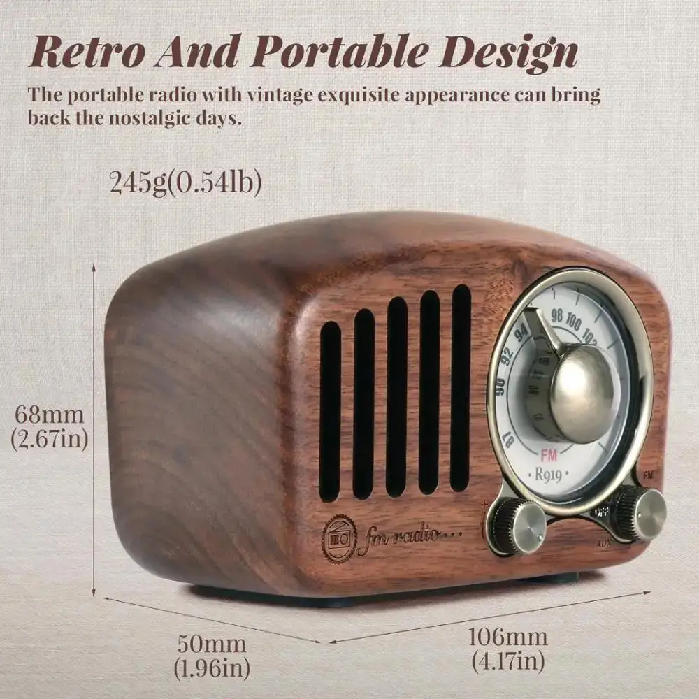 Portable Fm Radio With BT Speaker(R918),Wireless Stereo Retro popular Speakers