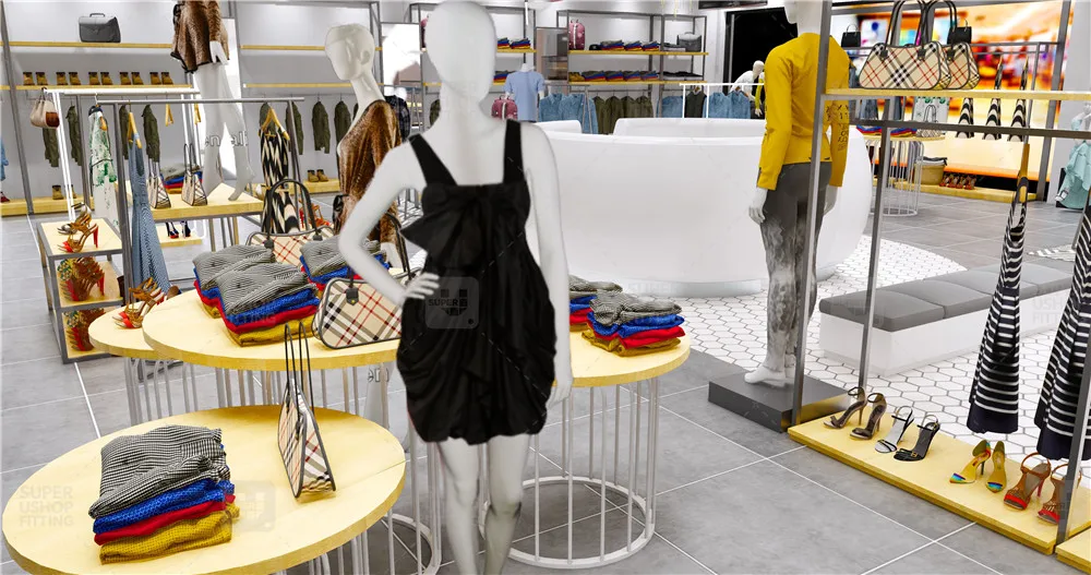 Fashion Retail Clothes Display Rack Decoration Custom Wooden Clothing