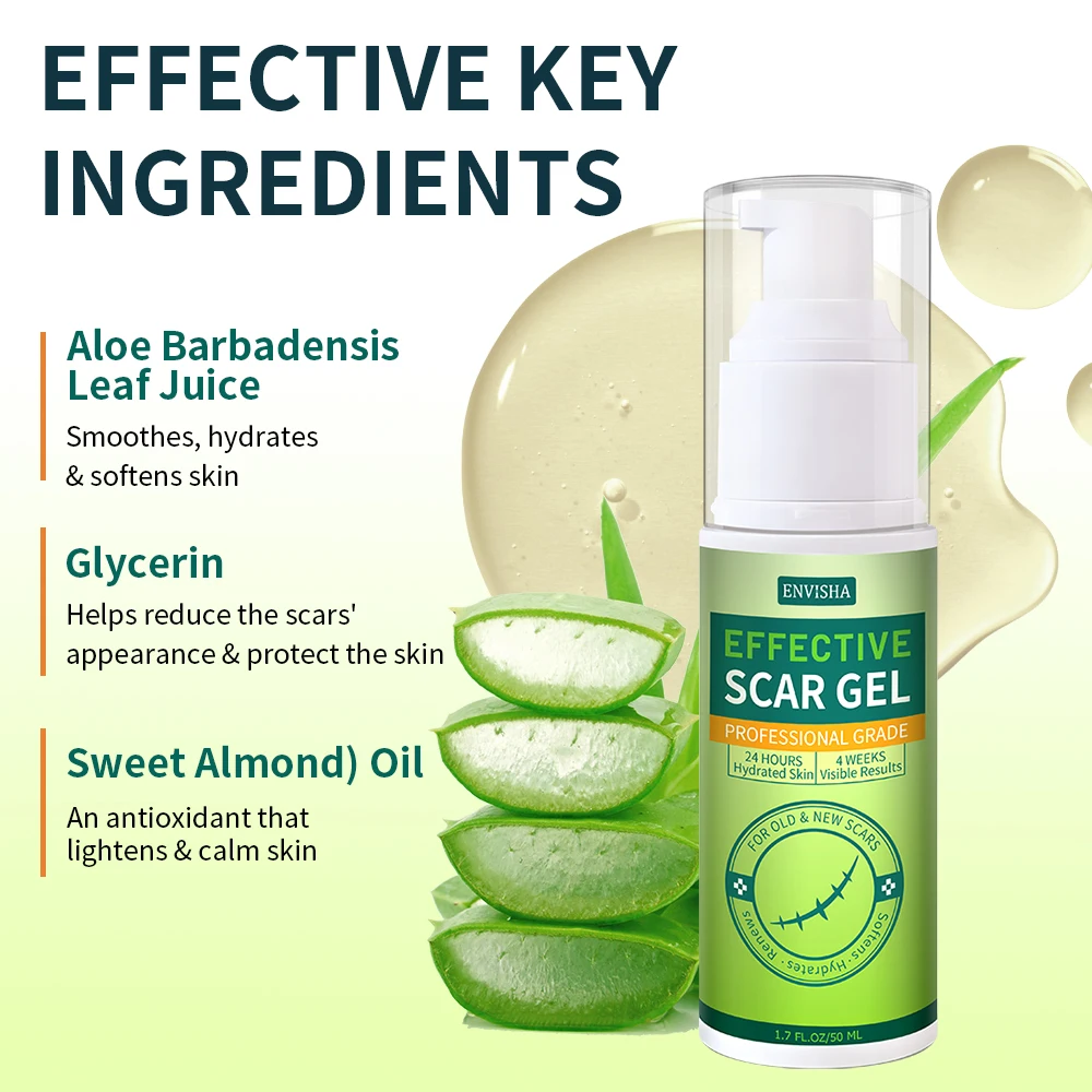 Organic Silicone Scar Removal Gel for Surgical Scars Face Body Leg Burns Acne C-Section Stretch Marks Keloids Scar Treatments