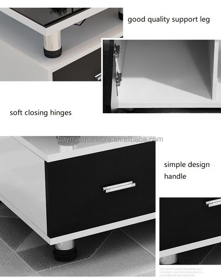 Modern High Gloss TV Cabinet and Coffee Table with Drawer Slide for ...