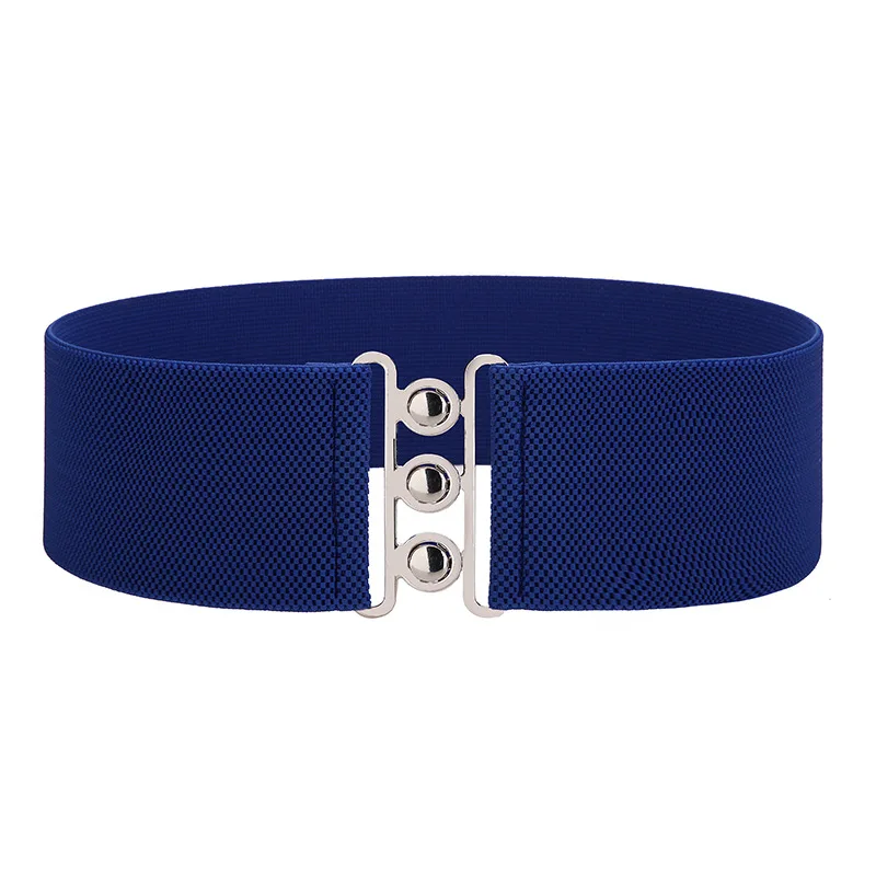Wide Elastic Waist Belt - Retro Vertical Clasp Buckle display picture 1