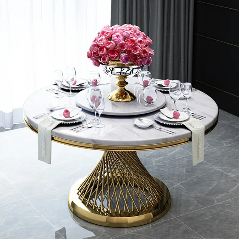 Dining Room Set Specific Use and Home Furniture General Use Round  Dining Table Set with Marble Top