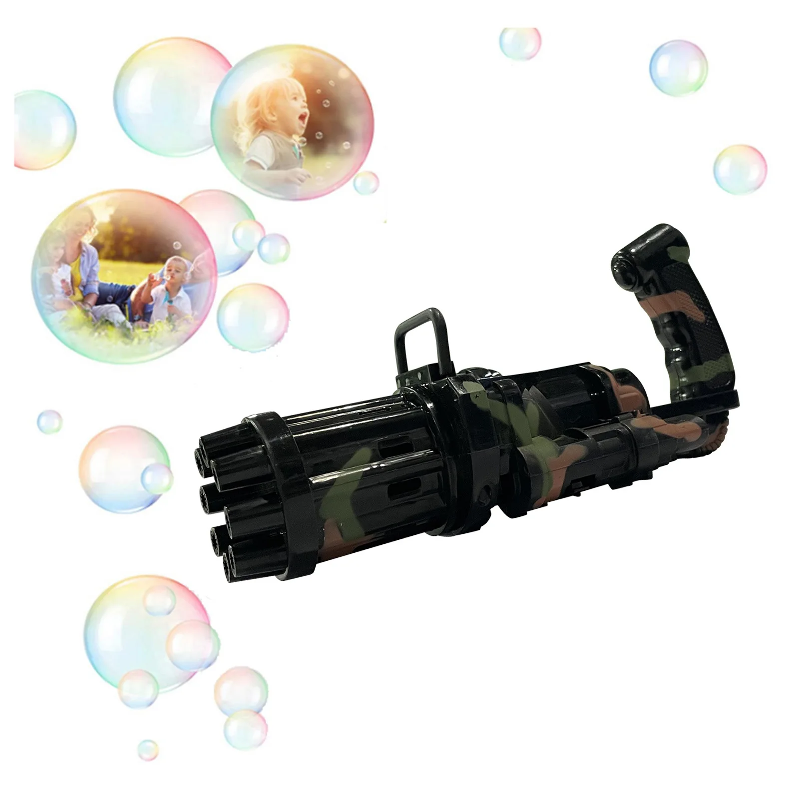 Оптовая продажа игрушечного пистолета-пузыря для gattling для детей на открытом воздухе 2021 маленький детский крутой шутер мини большой новый производитель дыма