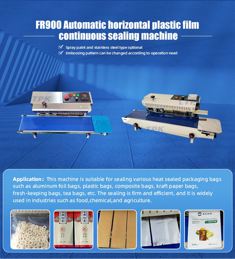 FR-900 Automatic Continuous Plastic Bag Heat Sealer Sealing Machine ...