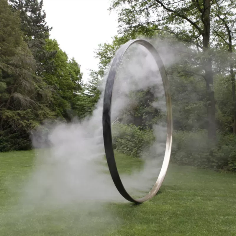 Modern Metal Ring Circle Statue Stainless Steel Cloud  Mist Arch Park Lawn Decoration Fountain Sculpture