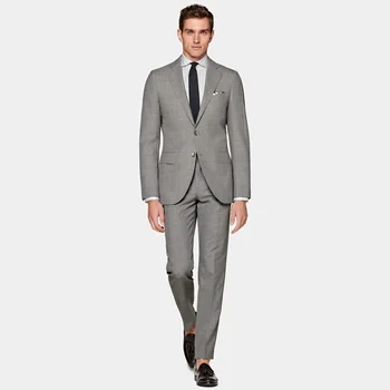 Custom Wholesale High-End Spot Men'S Business Suit Casual Best Fabric Grey Business Suit Men
