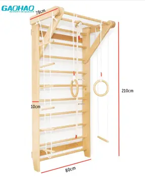 Wood Swedish Ladder Wall Stall Bars - 9 Rungs, 265lb Capacity, For Home Gym, Stretching & Training