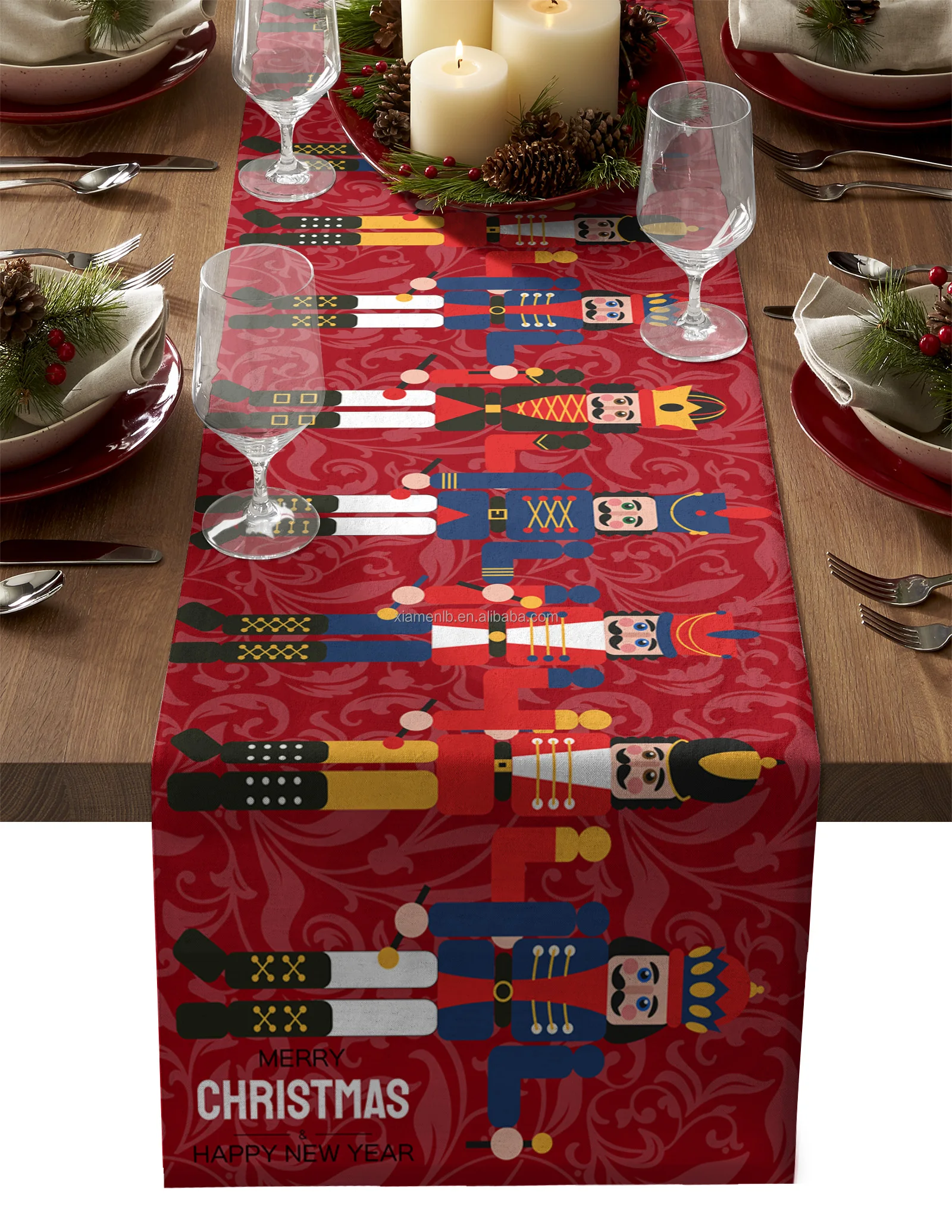 Nutcrackers Dining Table Decor Waterproof Linen Table Runner And Mats