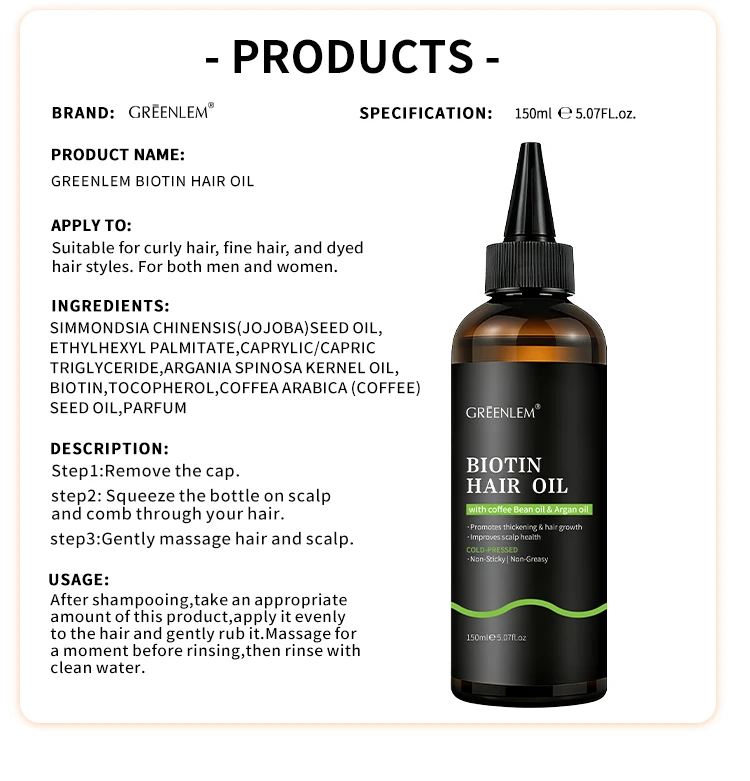 Biotin Hair Essential Oil Strengthens Moisturizes Thickens Hair Hair-Loss Prevention Dry Hair Skin Care Multi-effect(pic5)