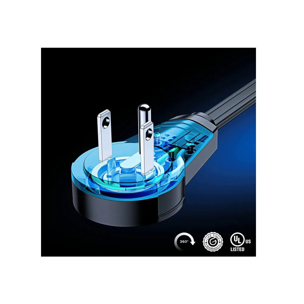 360 Rotating Flat Plug Extension Cord / Wire,16 Awg 12 Inch Multi 3