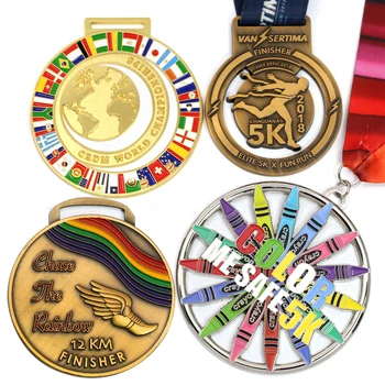 Wholesale Cheap Design Your Own Blank Zinc Alloy 3D Gold Award Marathon Running Custom Metal Sport Medal