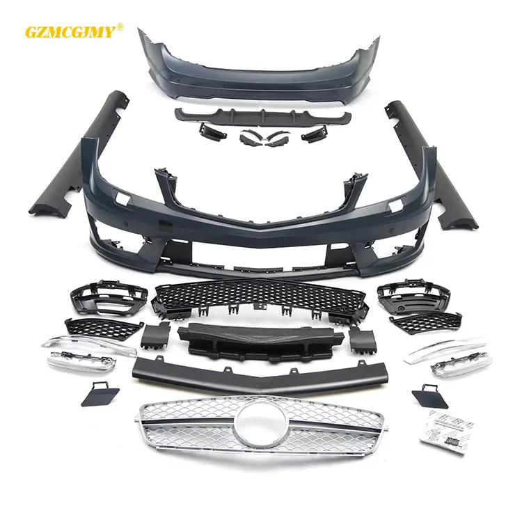 High Level Material Car Part Full Body Kit Set Modified Facelift Upgrade C63 For Mercedes-Benz C