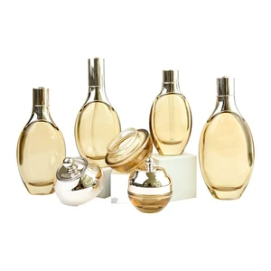 Label Printing 30ml clear Transparent Empty Flat Oval Rose Gold Cosmetic Serum Dropper Essential Oil Bottle With Dropper Plug