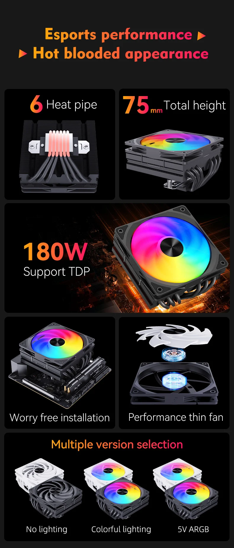 Heat Pipe Cpu Fan, SNOWMAN, PWM, FRGB - detail 12