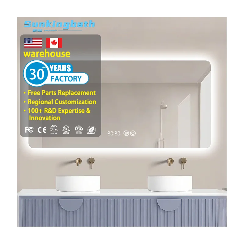 Wholesale Led Bathroom Lights Vanity Dressing Smart Mirror Rectangle Touch Screen Smart Bathroom Mirror with Led Light for Hotel
