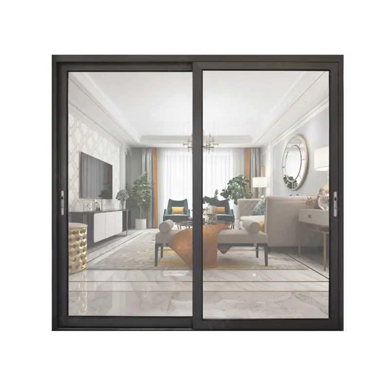 WANJIA Aluminum Frame Waterproof Aluminium Sliding Glass Patio Doors Sliding Exterior Glass Doors Aluminium Sliding Glass Doors