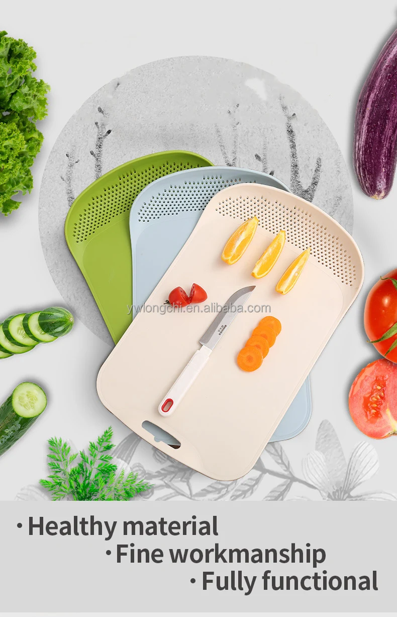 2023 Hot Sale Kitchen Accessories Sink Plastic Cutting Board with Integrated Colander Washing Drain Board