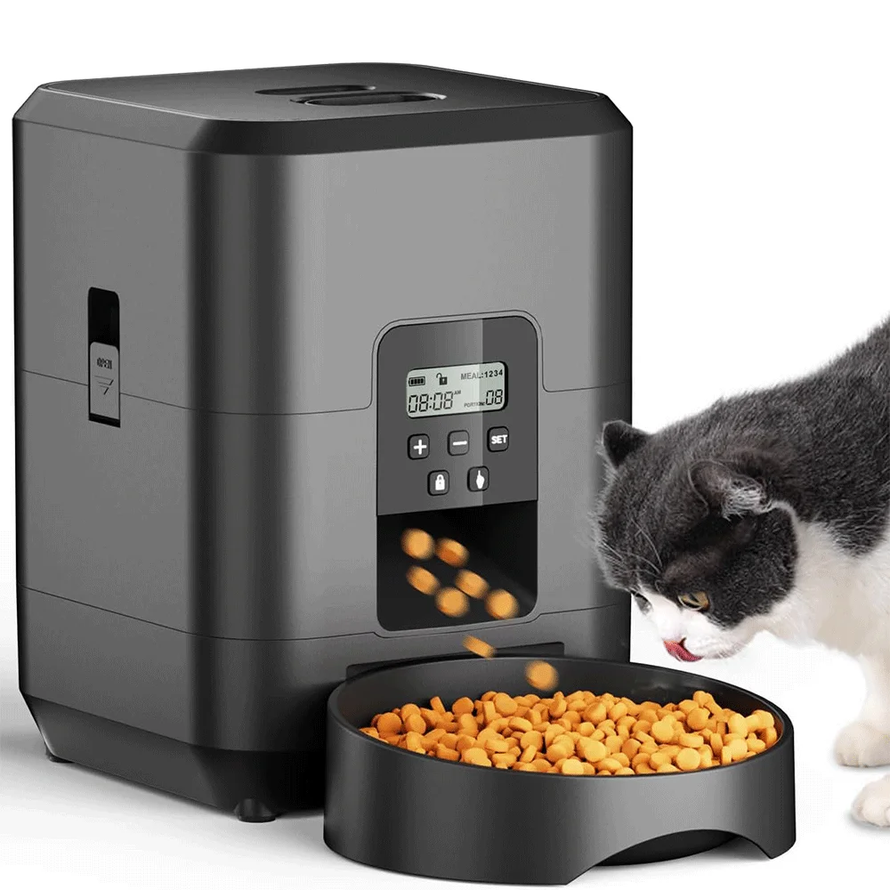 Instant Results Automatic Pet Feeder with Smart Technology: 2L/67.63oz Capacity for Dogs and Cats, Slow Food Dispenser with Timer, Auto-Dispensing Dog and Cat Bowls