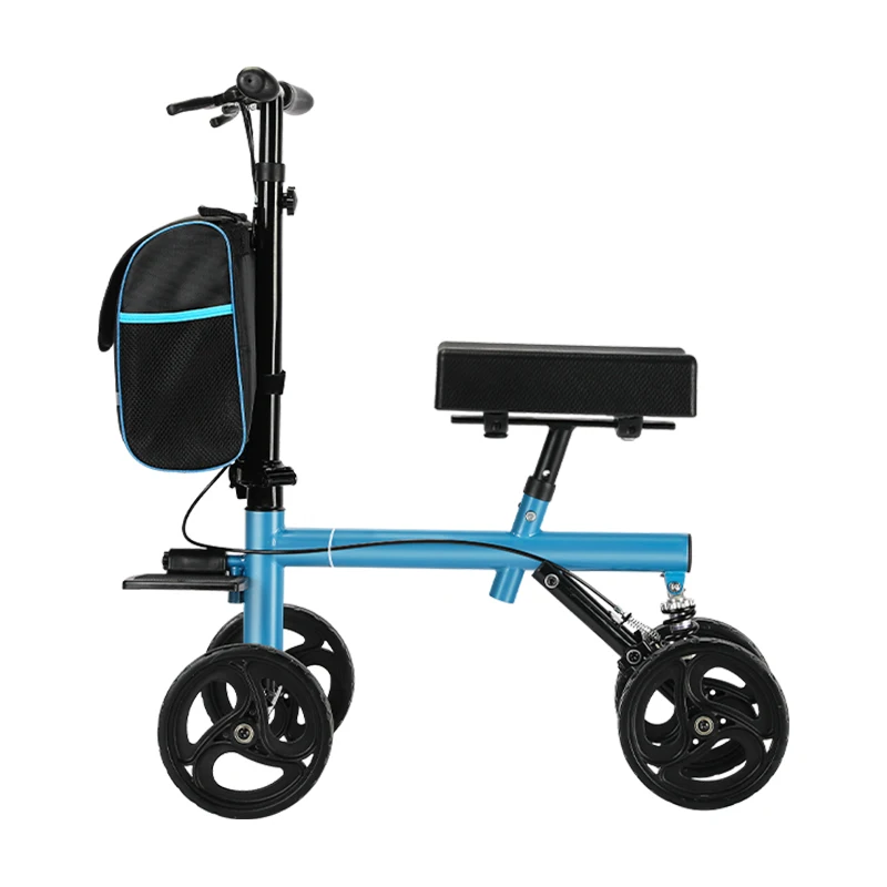 Rehabilitation Standing Walker & Rollator with Scooter Wheel Walking Aids Equipment for Broken Leg & Knee Injury