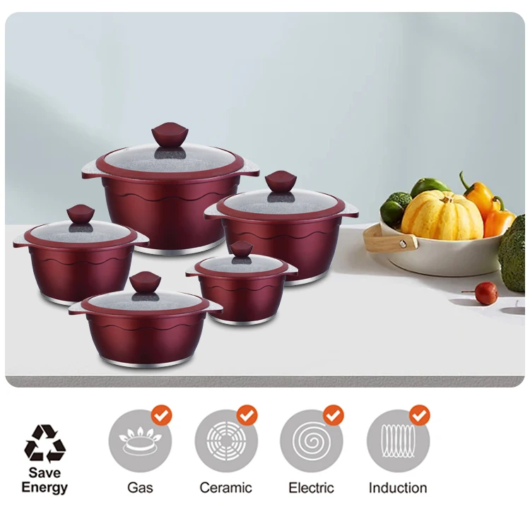 Hot Sale Kitchen Supplies Granite Cookware Set Non Stick Aluminum