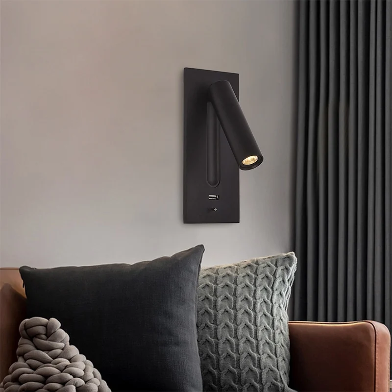 Ayarlanabilir 3W LED Okuma Duvar Lambası Otel Yatak Başlığı Yatak Anahtarı - Oturma Odası için Esnek Katlanır Gömme Monte Lâmba