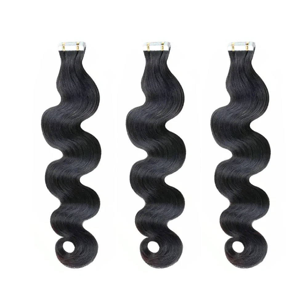 Body Wave Tape In Hair Extensions Natural Invisible Skin Weft 16-26 Inch Human Hair for Women_voghion.com