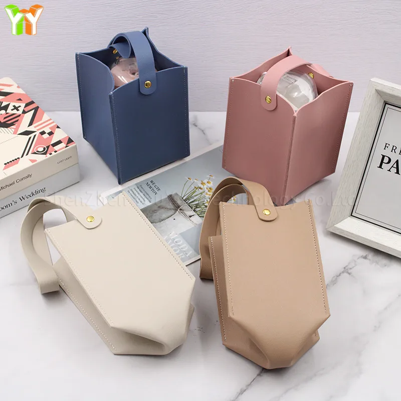 Portable Glass Cup Bags Reusable with Chain Travel Eco-friendly Drink Case  Bag Coffee Sleeve Bottle Cover PU Leather Cup Holder
