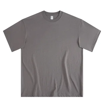 wholesale drop shoulder oversize t shirt logo men plain t shirt 100% cotton solid custom t shirt puff printing oversized tshirt