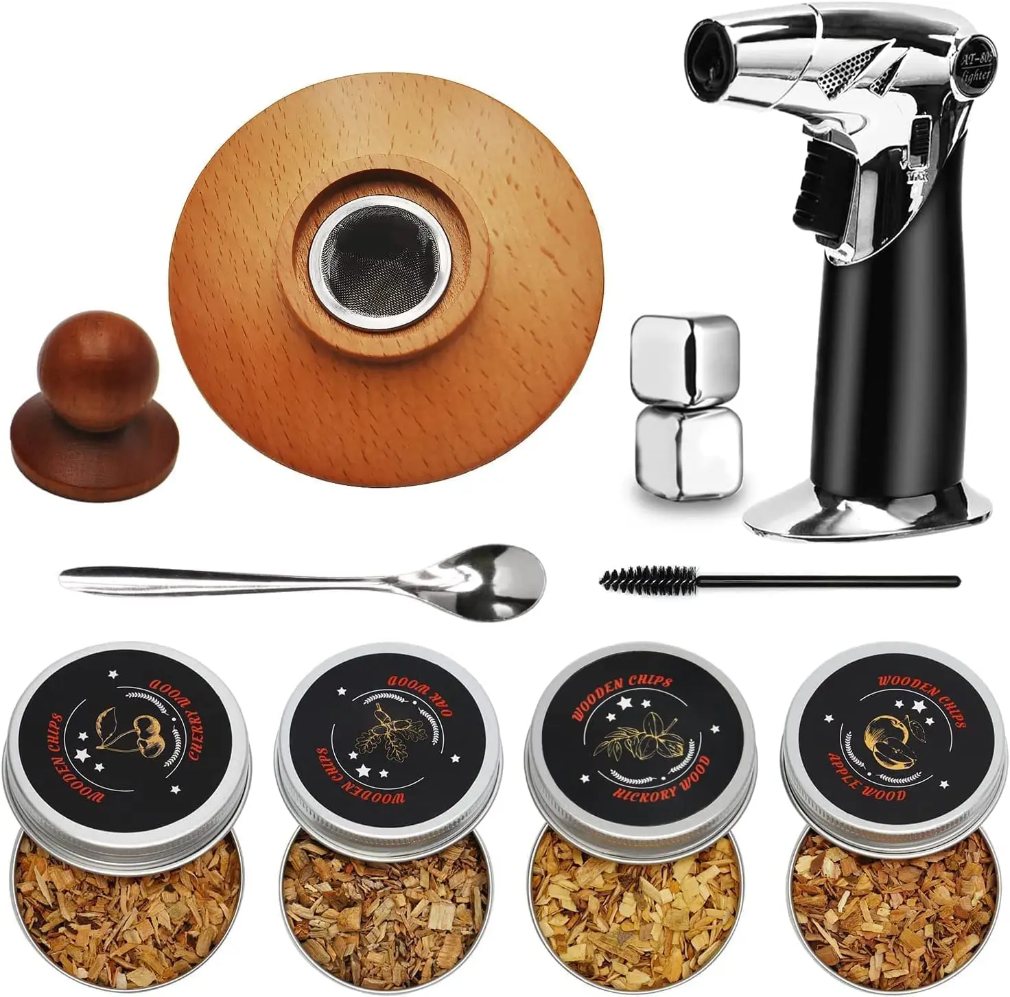 Wood Smoker Chips Cocktails Wine Whiskey Cocktail Smoker Set With Torch