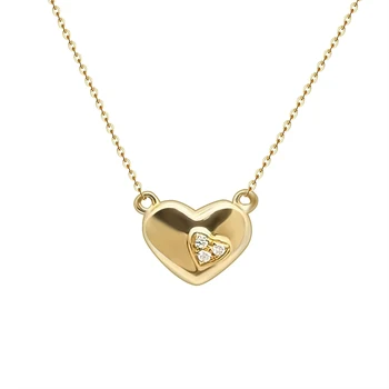 18k Real Gold Chain Heart Shape Necklace Natural Diamond Jewelry Manufacturer Fine Price 18k Solid Rose Gold Necklace
