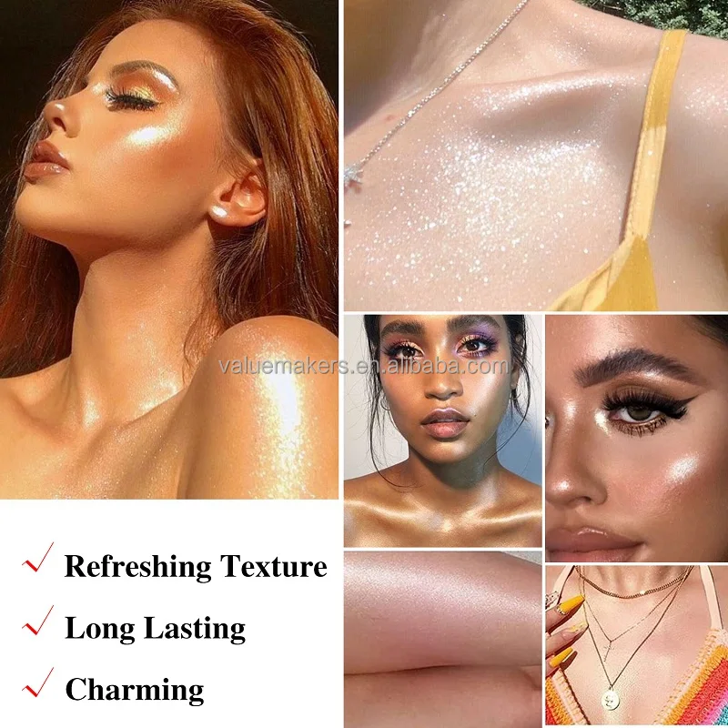 2021 Body Shimmer Glitter Spray Bottle Wholesale Highlighter Bronzer Loose Powder No Logo Makeup