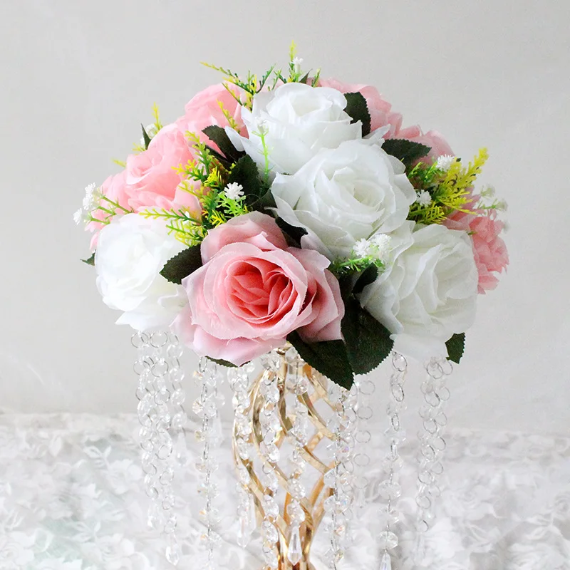 Ayoyo Oem 15 Heads Silk Roses Flowers Ball Arrangement Bouquet Flower
