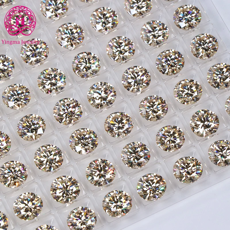 Wholesale Price Moissanite Diamond Stones  Loose Gemstone  1 Carat 2ct 3ct Round Cut champagne Moissanite for Jewelry Making