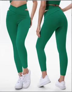 Eco-friendly Polyester Yoga Pants for Women with Hip Lift and 9-inch Cross-training Pants; Yoga Suit for Pilates and Fitness Set