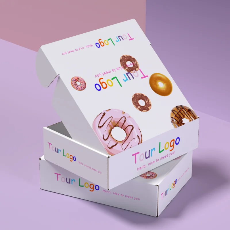 Emballage de boulangerie écologique et biodégradable pour beignets, en gros, personnalisable avec impression sur mesure, grand coffret en papier pour mochi beignets avec logo