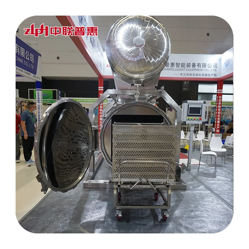 ZLPH Automatic Rotary Water Immersion Retort Machine Food Sterilizer for Meat Canned Food Core PLC Components Pump Farms Restaurants