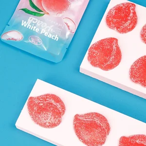 White Peach Soft Cake with Mint Flavor Leisure Snacks Fruit Juice Coated Candy Packaged in Stock Supply Bag