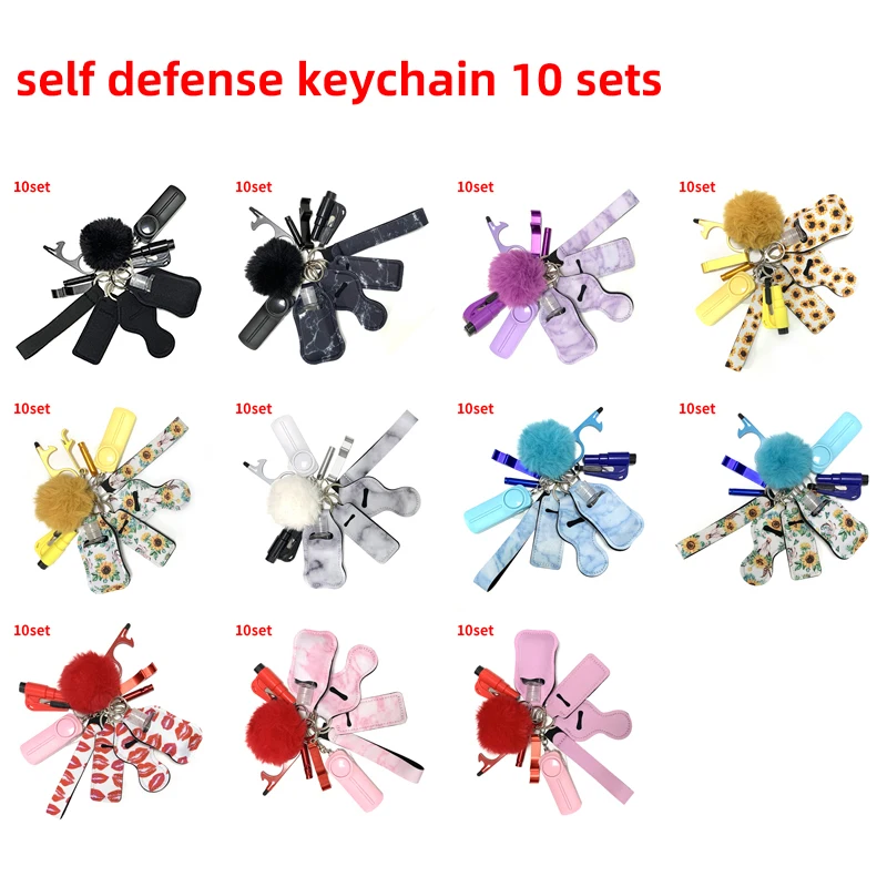 Pink Girly Safety Self Defence Keychain Set 8pcs/set Women's Self