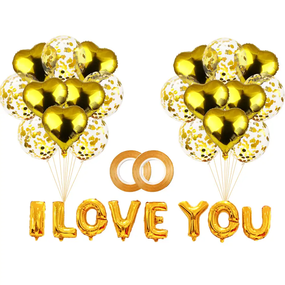 Details about   I LOVE YOU Balloons Kit Wedding Party Decorations Aluminum Foil Heart Confetti 