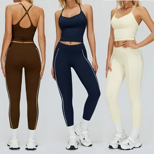 Gym Fitness Sets 2PCS Sports Top Leggings Two Pieces Set Sportswear Gym Fitness Yoga Set Woman