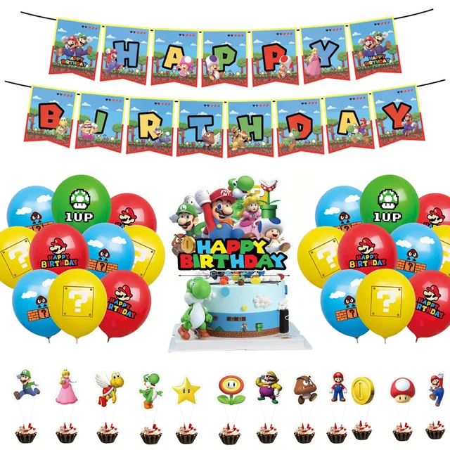 Cartoon theme Party Decoration Set Balloon Banner cake toppers happy birthday decorations for events party supplies