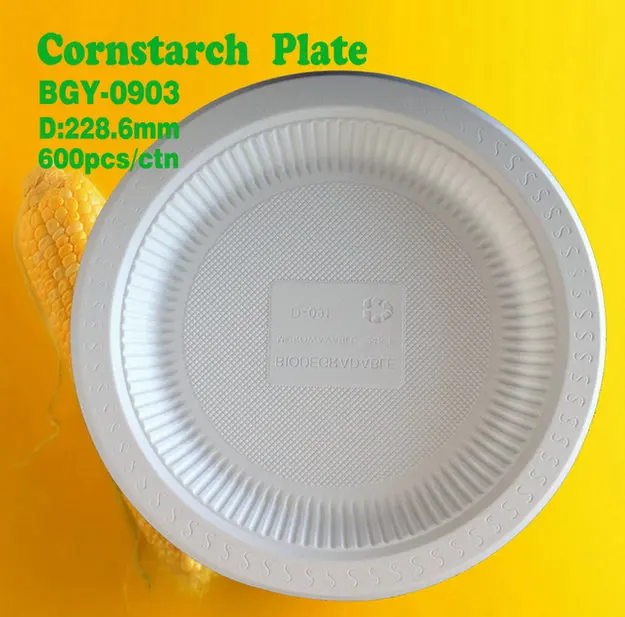 Biodegradable Disposable 6 7 8 9 10 Inch Cornstarch  Corn Starch CPLA Plastic Round Plates