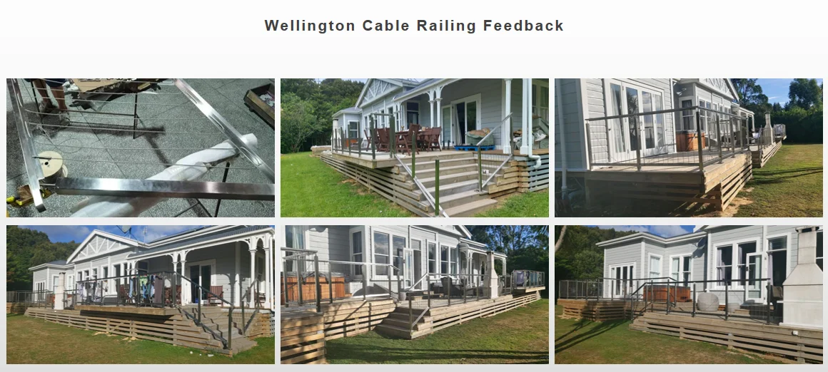 American Black design of modern steel deck railing designs with 2x2 post cable balustrade details